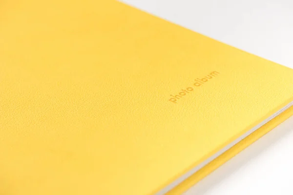 Yellow Hardcover Photo Album White Background Close — Stock Photo, Image