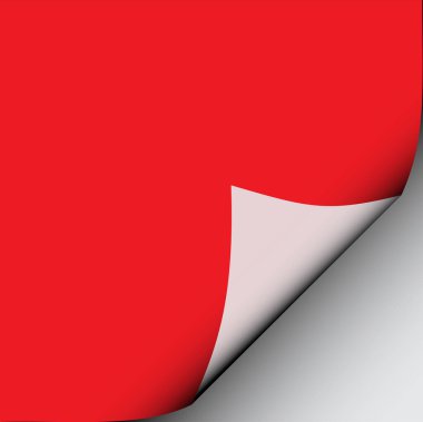 Kırmızı kağıt üzerinde gölgeli kıvrımlı sayfalar.