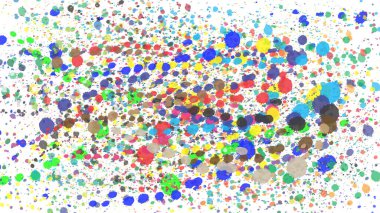 Rengarenk boya patlamaları beyaz arka plana sıçrar ve düşer. Soyut vektör sanatı.