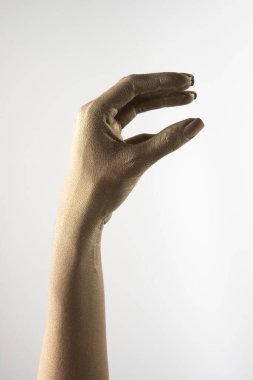 Beyaz arkaplanda çeşitli pozlar, jestler ve renkler bulunan kadın elleri.