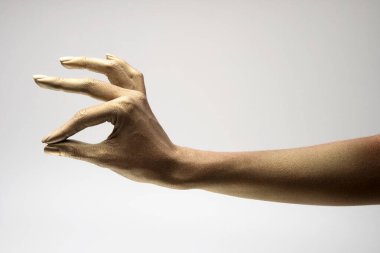 Beyaz arkaplanda çeşitli pozlar, jestler ve renkler bulunan kadın elleri.