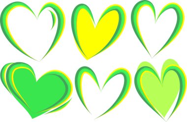 yeşil renkli, yaratıcı, soyut ana hatlı afiş kalpleri