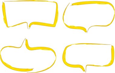 Sarı renkli el çizimi sanat konuşma kabarcıkları