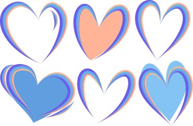 blue colorful creative abstract outline banners hearts