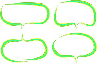 bright green abstract speech bubbles with yellow outline