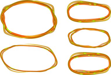 turuncu yeşil renkli serbest el dekoratif girdap çizgileri karalama çemberleri