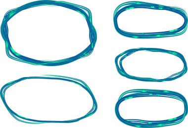 Mavi yeşil renkli serbest el dekoratif girdap çizgileri karalama daireleri