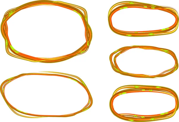 turuncu yeşil renkli serbest el dekoratif girdap çizgileri karalama çemberleri