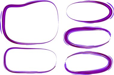 mor renkli eğri dairesel çerçeve oval şekiller ayarlandı