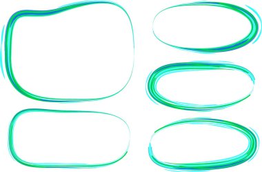 yeşil renkli eğri dairesel çerçeve oval şekiller ayarlandı