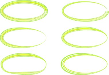 açık yeşil renkli çizgiler soyut tasarımlar yaratıcı ovaller seti