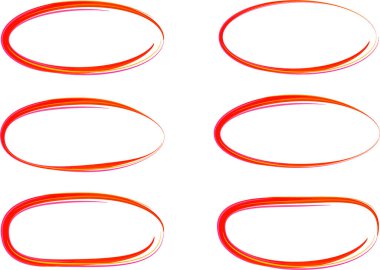 Parlak kırmızı ana hatlı dekoratif soyut oval şekiller