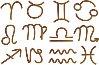 kahverengi renkli dekoratif astroloji burç işaretleri