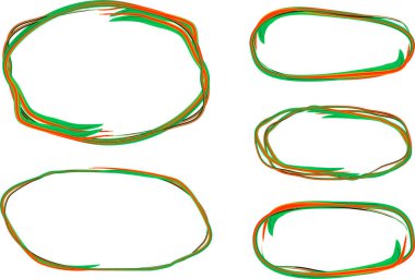 kırmızı yeşil eğri çizgileri renkli el çizgili karalama daireleri