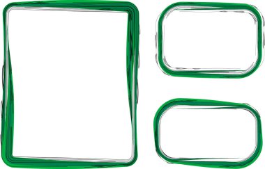 Koyu yeşil çizgi, çizgiler, şekiller, pankartlar.