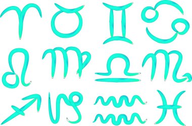 turkuaz yeşil renk renkli soyut burç sembolleri