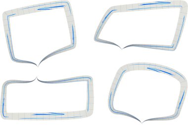 gri beyaz renkli mavi ok desenli sanatsal konuşma baloncukları