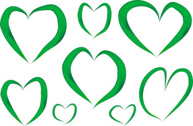 yeşil renkli el çizimi eğri yaratıcı sevimli soyut kalpler