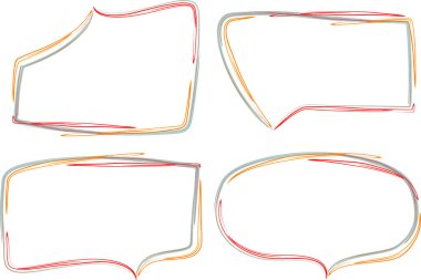 kırmızı turuncu gri vuruş stili karalama el çizimi konuşma baloncukları