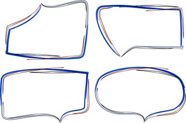 Koyu mavi vuruş stili karalama el çizimi konuşma baloncukları