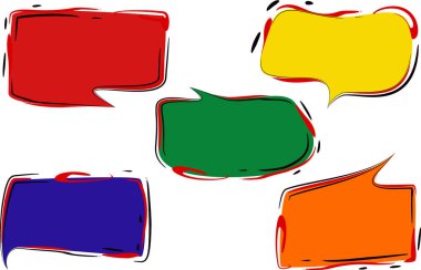 yaratıcı soyut biçimlendirilmiş renkli el çizimi karalama konuşma baloncukları