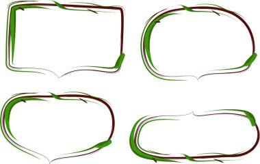 yeşil bordo rengi soyut çiçek desenli konuşma baloncukları