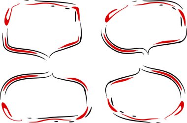 kırmızı siyah süslemeli soyut anahat dekoratif konuşma baloncukları