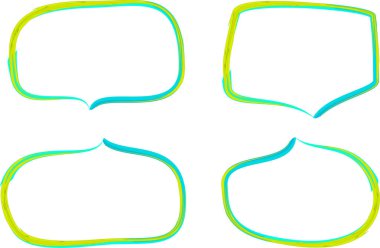 yeşil mavi renkli yaratıcı konuşma kutusu seti