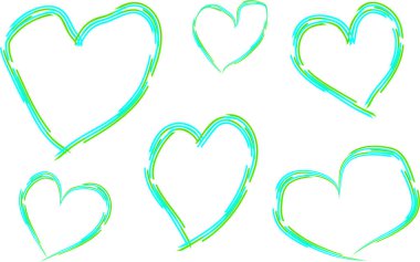 Açık mavi renkli el çizilmiş kalp koleksiyonu