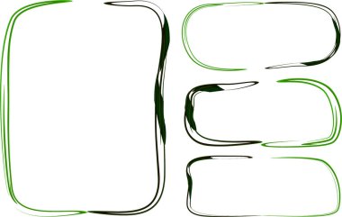 koyu yeşil çizgiler, soyut çerçeveler, şekiller, afişler