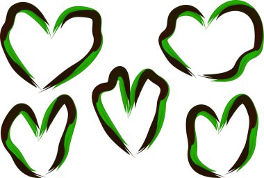 Koyu yeşil kıvrımlı yaratıcı desen soyut kalpler