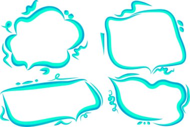 gök mavisi renkli süslemeli dekoratif konuşma baloncukları