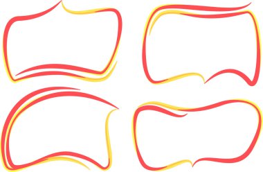 kırmızı sarı renkli konuşma balonları soyut dinamik vuruşlar tasarımı