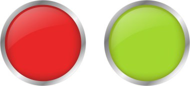 iki positiv ve negativ boş kırmızı ve yeşil düğmeleri gümüş
