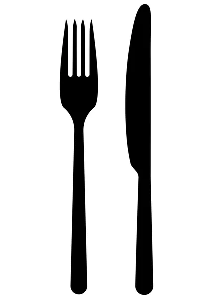 Sihouette of a fork and knife — Stock Vector