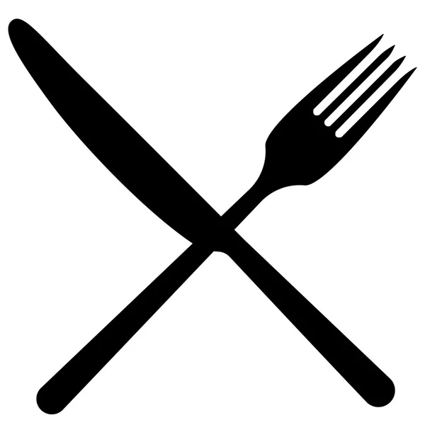 Sihouette of a fork and knife crossed — Stock Vector