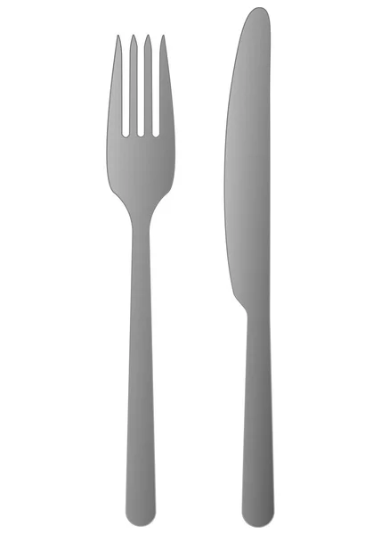 Silver fork and knife vector — Stock Vector