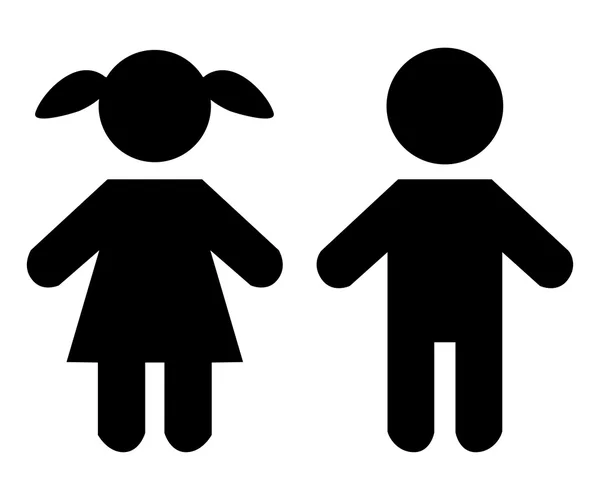 Garçon et fille de personnes féminines et masculines de silhouette noire — Image vectorielle