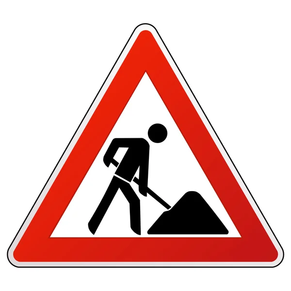 Rotes Schild mit einem Bauarbeiter oder ein roadworker — Stockvektor