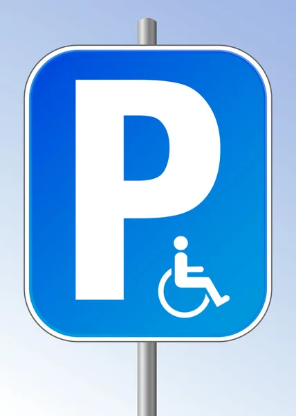 Blue parking sign for people with chair wheel — Stock Vector