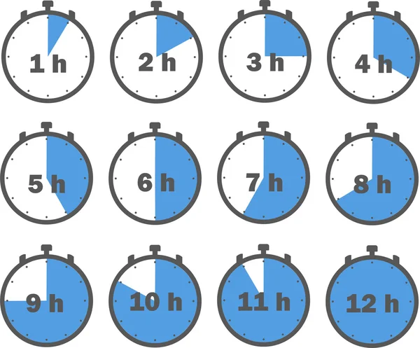 Blaue Timer-Vektor-Icons in Stunden — Stockvektor