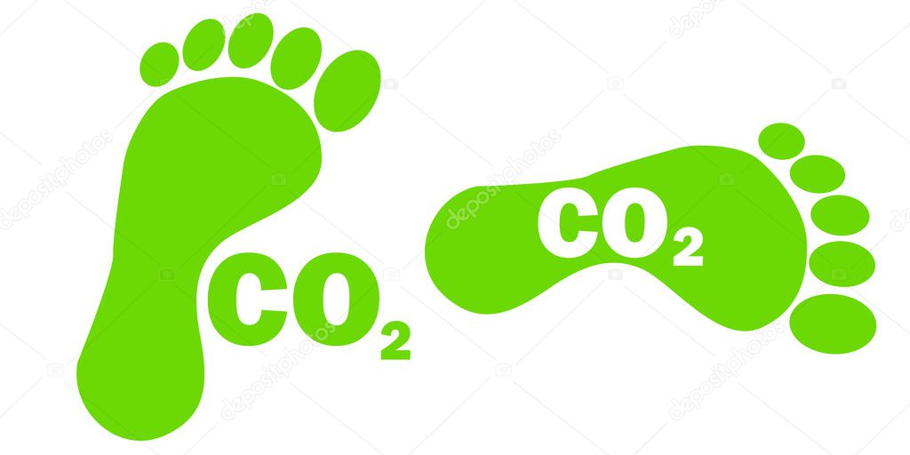 green co2 footprint with word and text