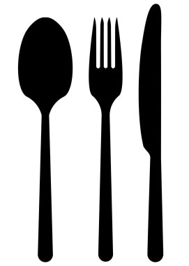 Silhouette bir kaşık çatal ve bıçak