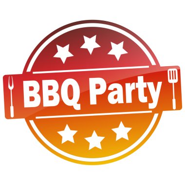 Barbekü partisi metin düğmesi ateş 