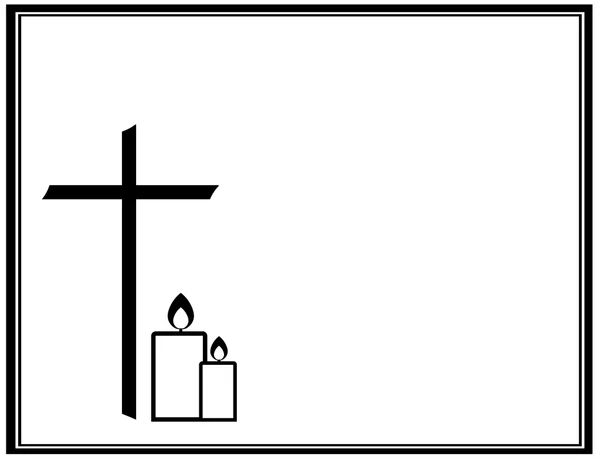 Black jesus cross with burning candles for mouning — Stock Vector