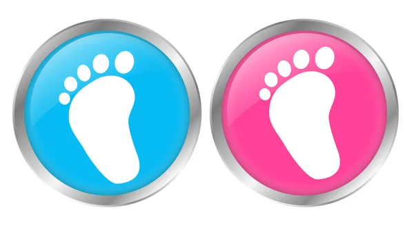 Rosa azul e feminino masculino botão prateado com brancos passos —  Vetores de Stock