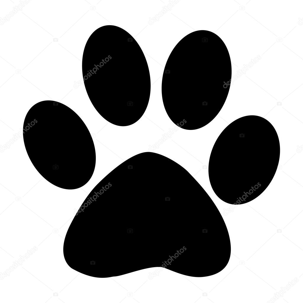black silhouette of a pet paw