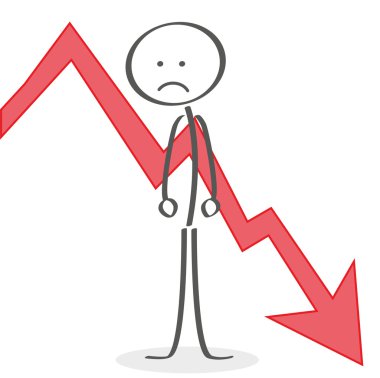 Çöp Adam kişidir mutsuz çünkü kırmızı hisse senedi eğilim iner