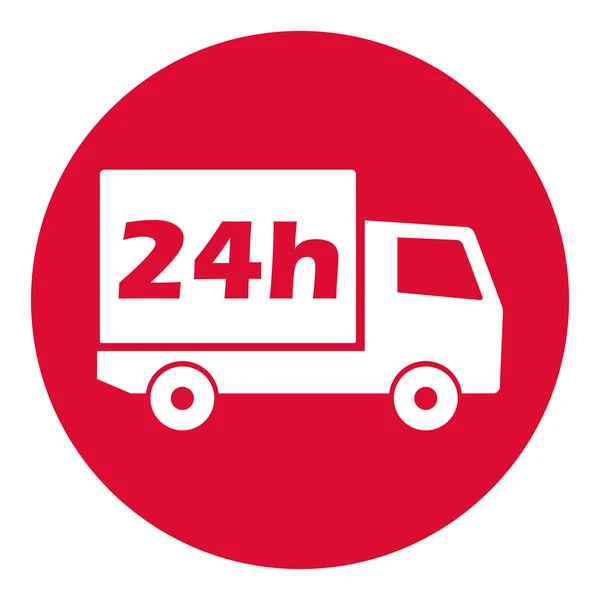 Грузовик кнопку красный транспорта для доставки бизнес сервис 24 часа — стоковый вектор