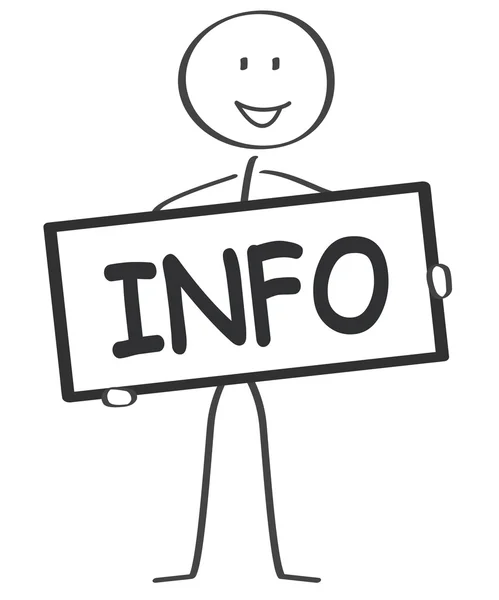 Figura de palo con un cartel con información de texto — Vector de stock